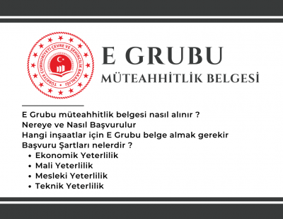 E Grubu Müteahhitlik Karnesi Belge Şartları